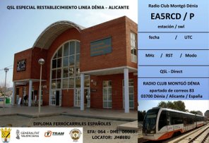 QSL especial RESTABLECEMIENTO linea Dénia-Alicante